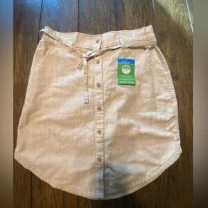 Columbia Tan Belted Buttoned Cotton Knee Length Skirt NWT Size Small B19